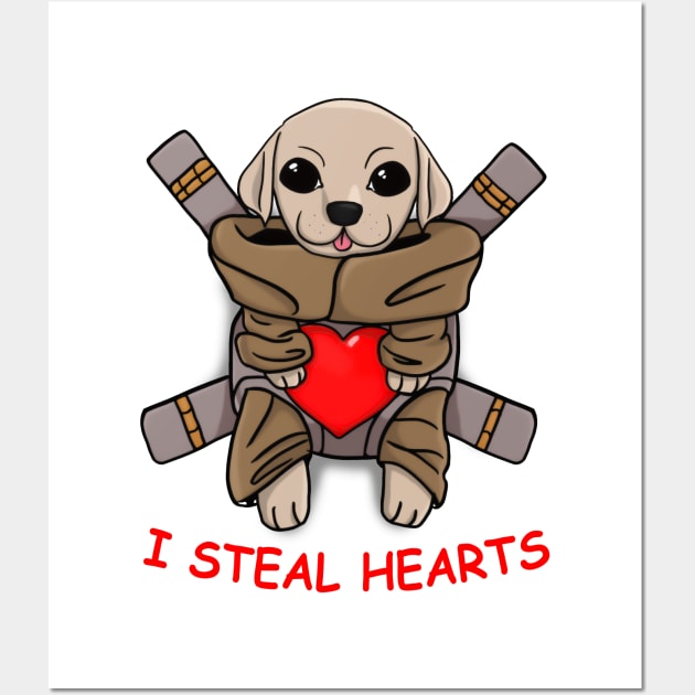 funny baby Labrador dog Valentines Day gift I Steal Hearts T-Shirt Wall Art by nayakiiro